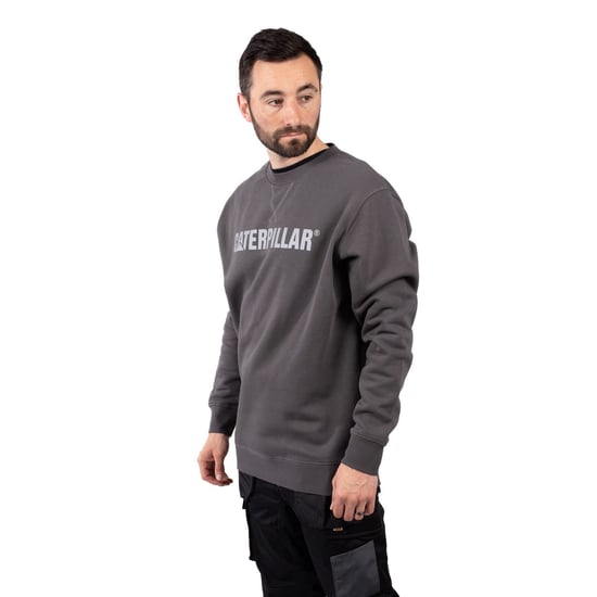 Caterpillar mittelgewichtiger Rundhals Baumwolle Herren Graues Sweatshirt - Image 3