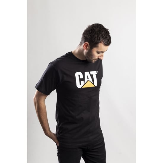 Caterpillar Markenlogo Baumwoll Herren T-Shirt in Schwarz - Image 3