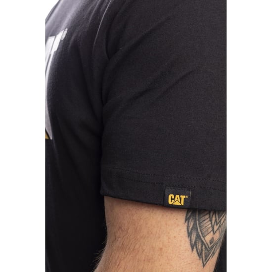 Caterpillar Markenlogo Baumwoll Herren T-Shirt in Schwarz - Image 5