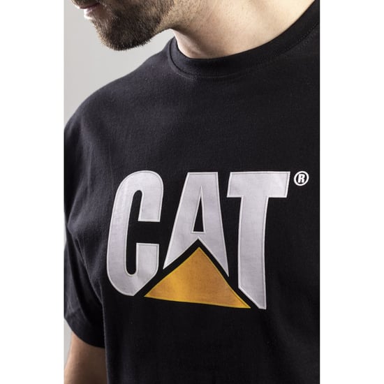 Caterpillar Markenlogo Baumwoll Herren T-Shirt in Schwarz - Image 6