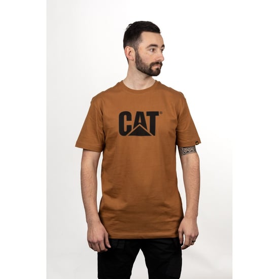 Caterpillar Markenlogo Baumwoll-Herren T-Shirt Bronze - Image 1