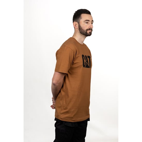 Caterpillar Markenlogo Baumwoll-Herren T-Shirt Bronze - Image 3