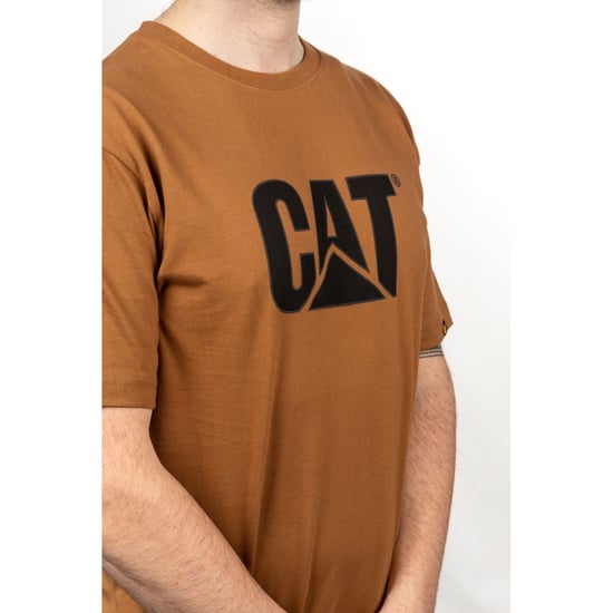 Caterpillar Markenlogo Baumwoll-Herren T-Shirt Bronze - Image 6