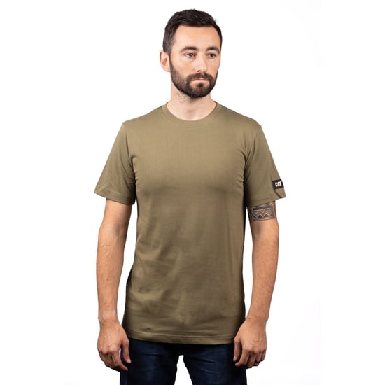 Caterpillar Essentials Kurzarm-Baumwoll-Herren T-Shirt in Grün - Image 1