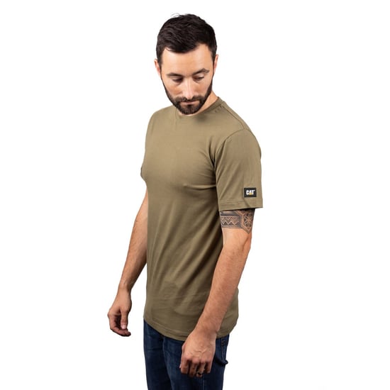 Caterpillar Essentials Kurzarm-Baumwoll-Herren T-Shirt in Grün - Image 3