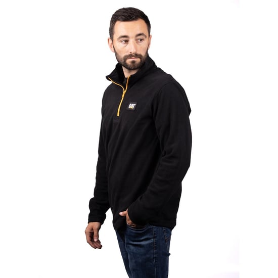 Caterpillar Cat Mikrofleece Viertelzip Polyester Herren Schwarz Sweatshirt - Image 3