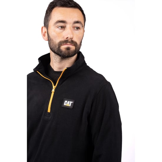 Caterpillar Cat Mikrofleece Viertelzip Polyester Herren Schwarz Sweatshirt - Image 6