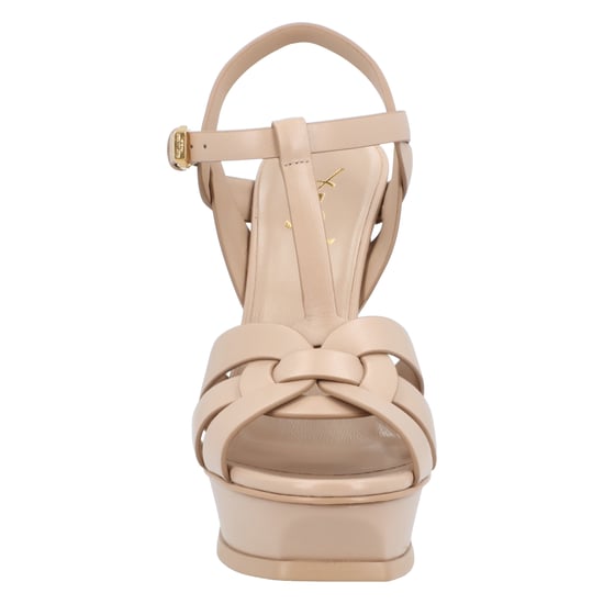 Saint Laurent Tribute Plateausandalen Aus Glattleder Beige - Image 5