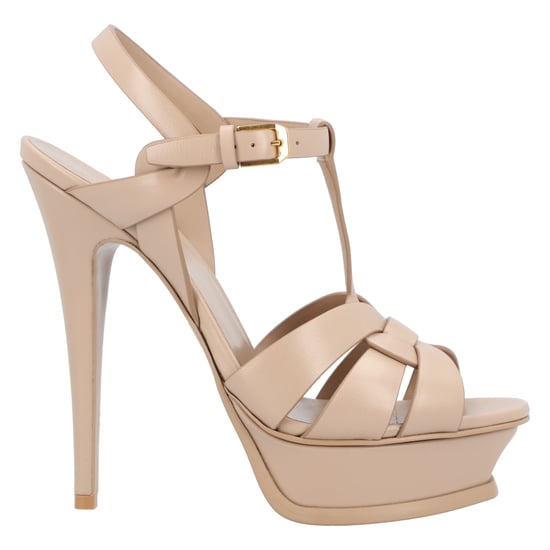 Saint Laurent Tribute Plateausandalen Aus Glattleder Beige - Image 6
