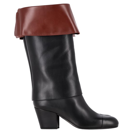 Chanel CC Foldover-Halbstiefel aus schwarzem Leder - Image 1