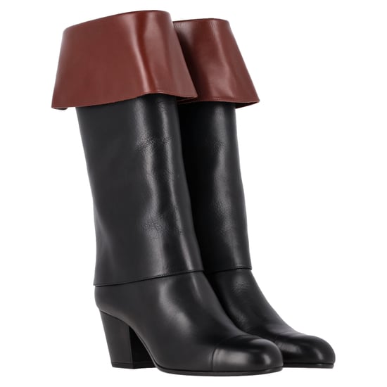 Chanel CC Foldover-Halbstiefel aus schwarzem Leder - Image 4