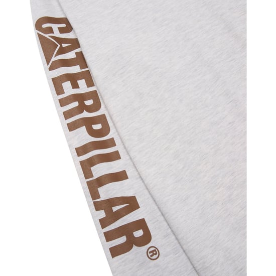 Caterpillar Markenbanner Langarm-Cotton-Herren T-Shirt in Creme - Image 2
