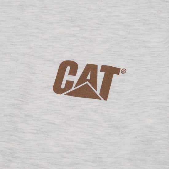 Caterpillar Markenbanner Langarm-Cotton-Herren T-Shirt in Creme - Image 3