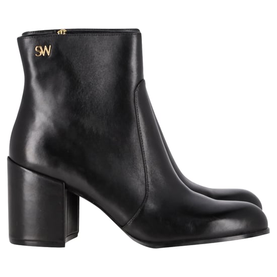 Stuart Weitzman – Quinn – Ankle Boots mit Blockabsatz aus schwarzem Leder - Image 1