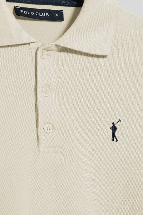 Kurzärmliges Poloshirt beige mit drei Knöpfen und Rigby Go Logo - Image 4