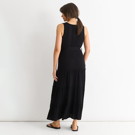 Schwarzes Maxikleid aus Viskose mit Wickeloptik - Image 4