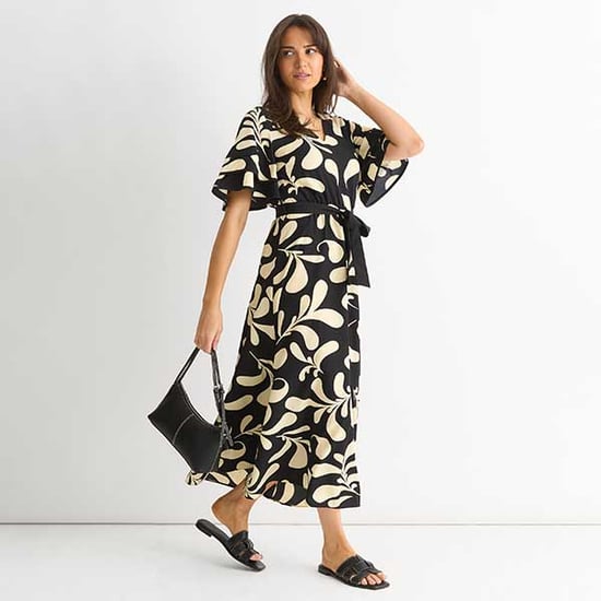 Floral V-Ausschnitt Midi-Kleid mit elastischem Bund - Image 3