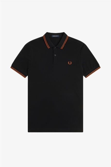 Fred Perry Herren Twin Tipped Poloshirt in Schwarz - Image 1