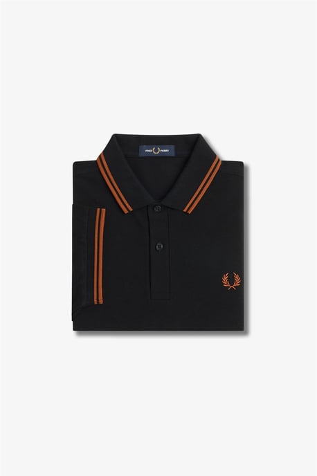 Fred Perry Herren Twin Tipped Poloshirt in Schwarz - Image 3