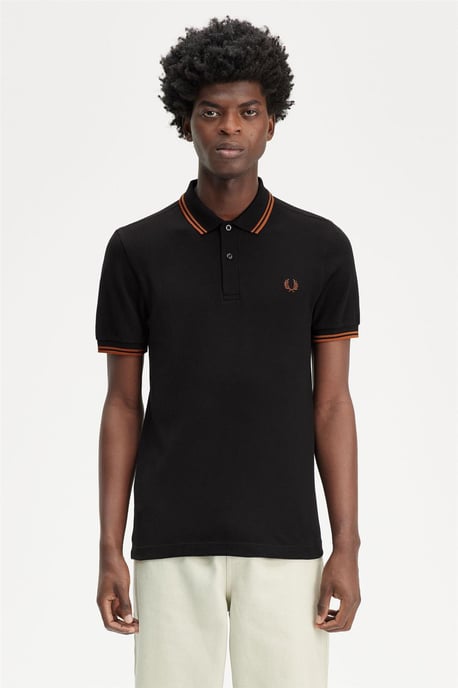 Fred Perry Herren Twin Tipped Poloshirt in Schwarz - Image 6