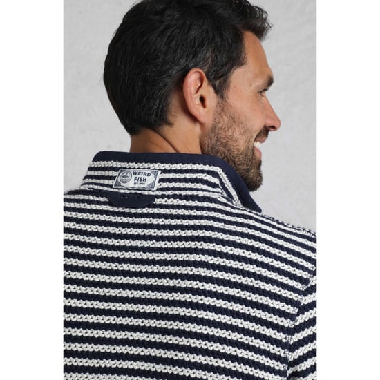 Weird Fish - "Shorling" Pullover mit kurzem Reißverschluss für Herren (Ecru) - Image 4