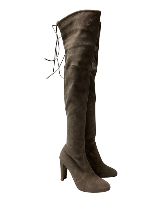 Stuart Weitzman – Highland Overknee-Stiefel aus grauem Wildleder - Image 2