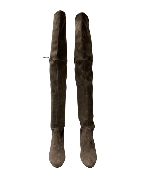 Stuart Weitzman – Highland Overknee-Stiefel aus grauem Wildleder - Image 3