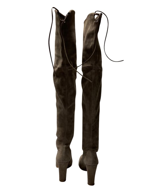 Stuart Weitzman – Highland Overknee-Stiefel aus grauem Wildleder - Image 4