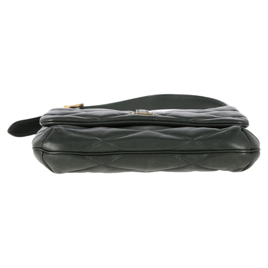Saint Laurent Le 57 Flap YSL Schultertasche aus grünem gestepptem Leder - Image 4