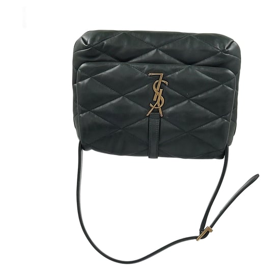 Saint Laurent Le 57 Flap YSL Schultertasche aus grünem gestepptem Leder - Image 5