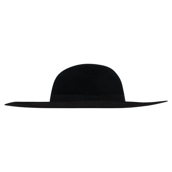 Saint Laurent Ribbon Band Flacher Sommerhut aus schwarzer Wolle - Image 1