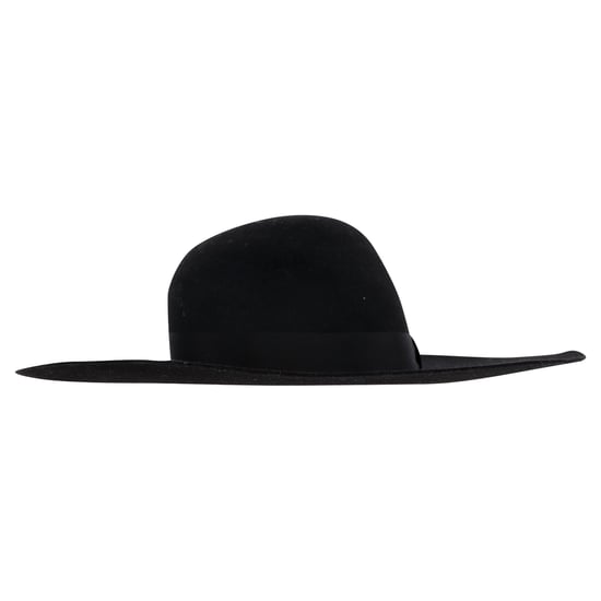 Saint Laurent Ribbon Band Flacher Sommerhut aus schwarzer Wolle - Image 2