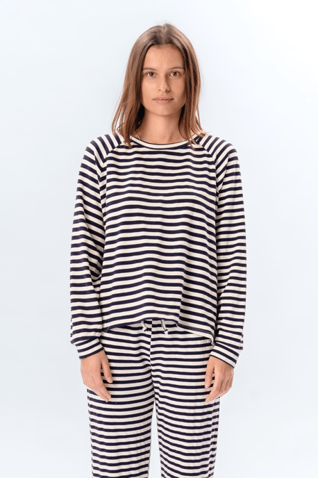 Gestreiftes Langarm-Regular-Fit – Blau - Image 1