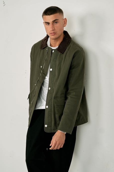 Twill-Jacke – Dunkeloliv - Image 2