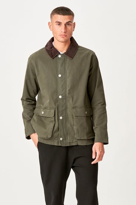 Twill-Jacke – Dunkeloliv - Image 3