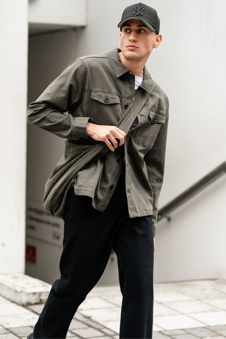 Twill-Overshirt – Dunkeloliv - Image 2