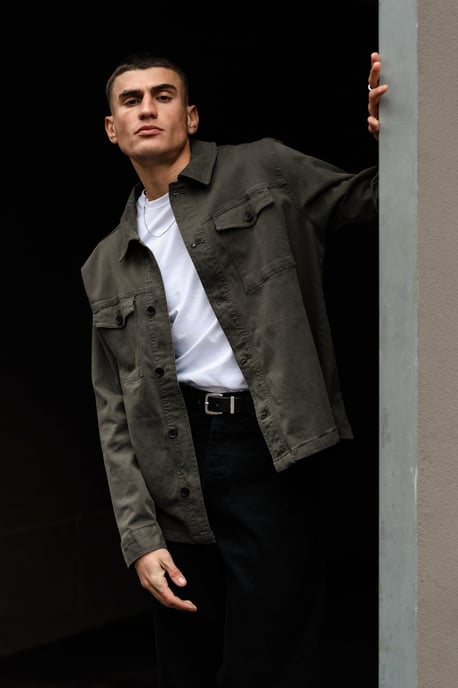 Twill-Overshirt – Dunkeloliv - Image 3