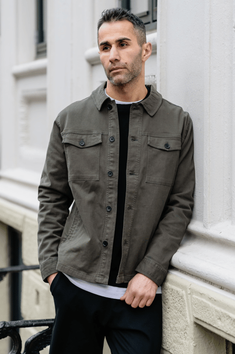 Twill-Overshirt – Dunkeloliv - Image 4