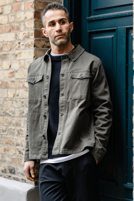 Twill-Overshirt – Dunkeloliv - Image 6