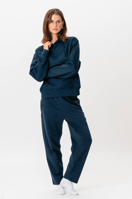 Schwerer Kapuzenpullover – Heather Navy - Image 4