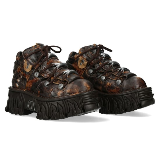 New Rock M-106-C194 Gothic-Stiefeletten aus braunem Flammenleder mit Plateau - Image 3