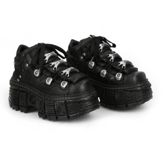 New Rock M-OVERZ106B-C1 Gothic-Stiefeletten aus klobigem schwarzem Leder im Metallic-Look - Image 3