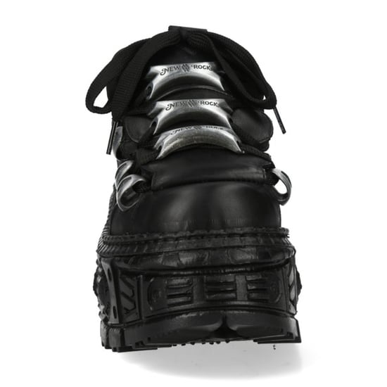 New Rock M-OVERZ106B-C1 Gothic-Stiefeletten aus klobigem schwarzem Leder im Metallic-Look - Image 5