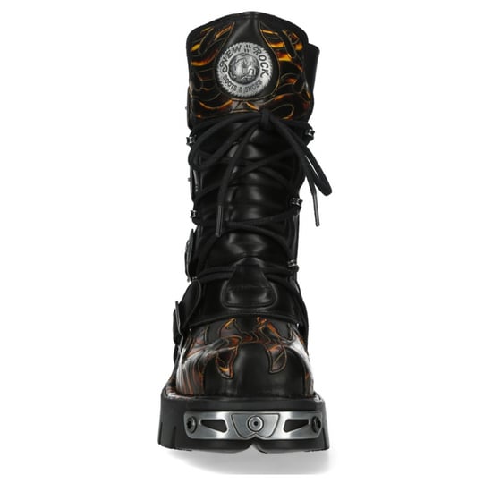 New Rock M-591-C58 Halbhohe Gothic-Stiefel aus schwarzem Flammenleder mit Metallic-Effekt - Image 5