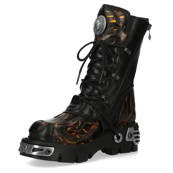 New Rock M-591-C58 Halbhohe Gothic-Stiefel aus schwarzem Flammenleder mit Metallic-Effekt - Image 6