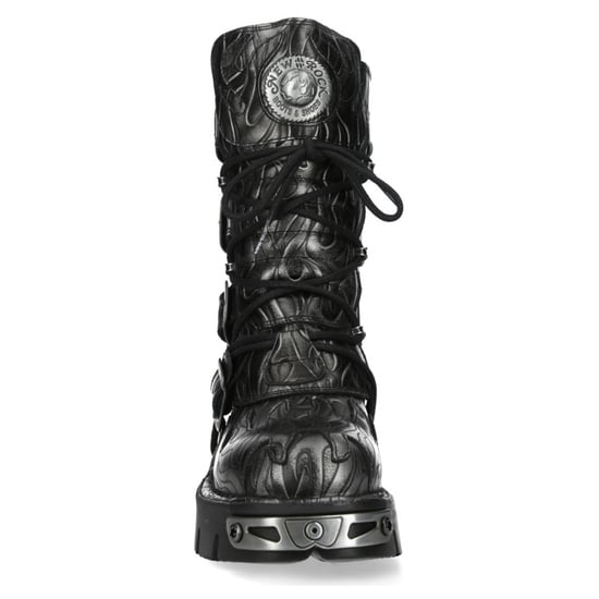 New Rock M-591-C63 Halbhohe Gothic-Stiefel aus schwarzem Stahlleder mit Metallic-Effekt - Image 5