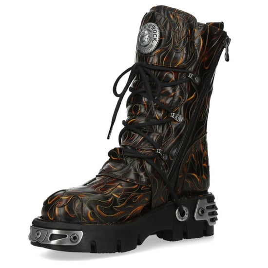 New Rock M-591-C62 Halbhohe Gothic-Stiefel aus schwarzem Flammenleder mit Metallic-Effekt - Image 6