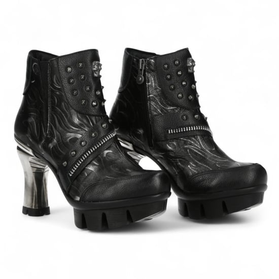 New Rock Damen NEOPUNK001-C19 Schwarze Gothic-Stiefeletten aus Punk-Leder mit Absatz - Image 3