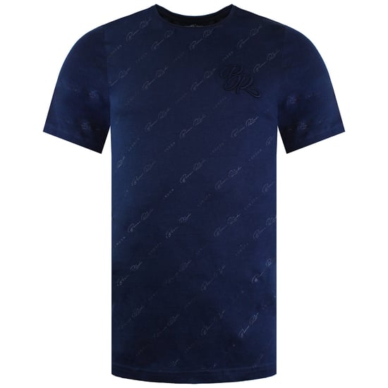 Born Rich Skript Herren Navy T-Shirt - Image 1