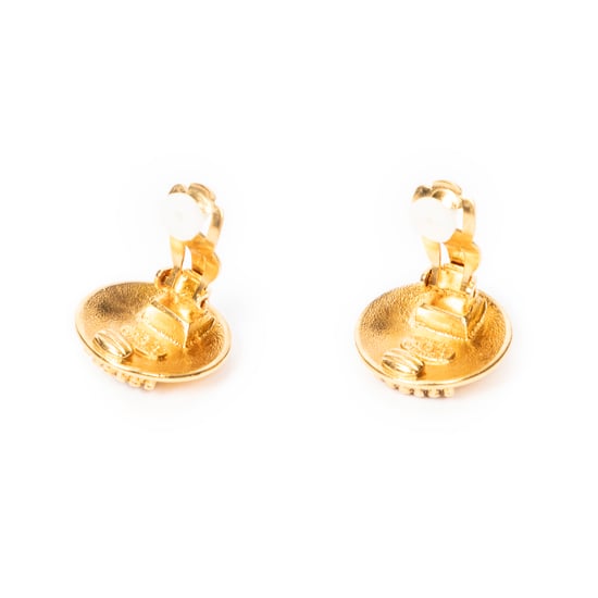 CC Crown Round Clip On Earrings Ohrringe - Image 3
